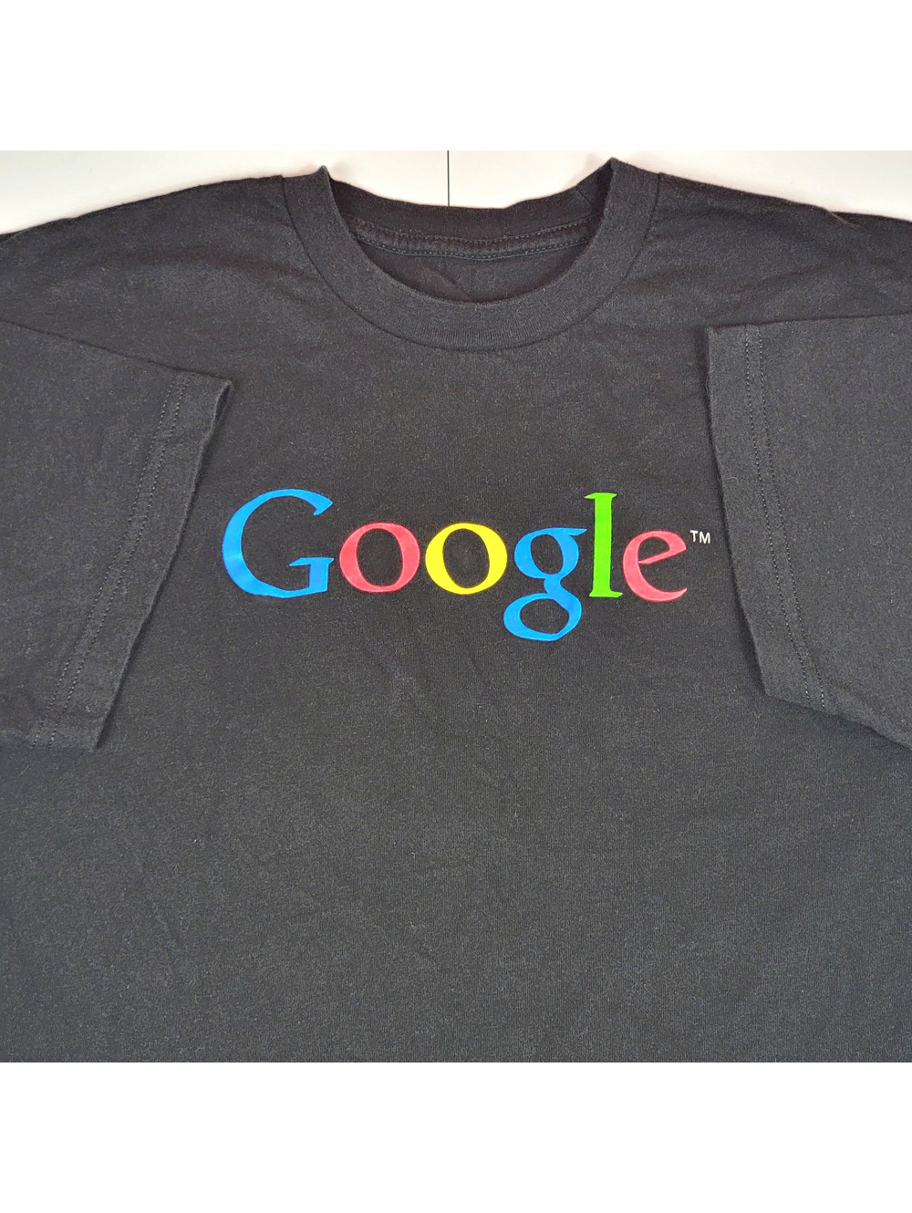 Retro Google Logo Graphic Black Tee Short Sleeve T-Shirt